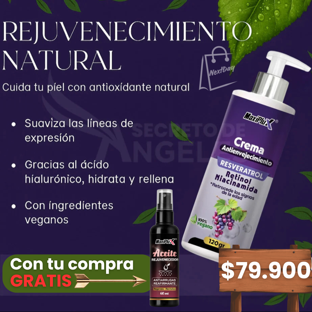 CREMA RESVERATROL + ACEITE REJUVENECEDOR GRATIS🎁