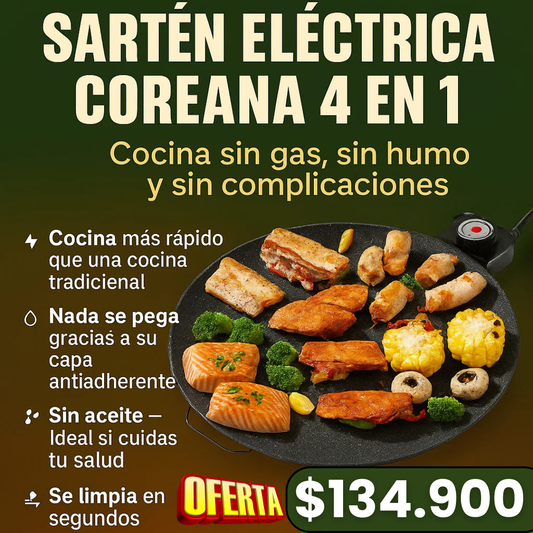 🍳 Sartén Multiuso Eléctrica – Cocina todo en minutos🔥