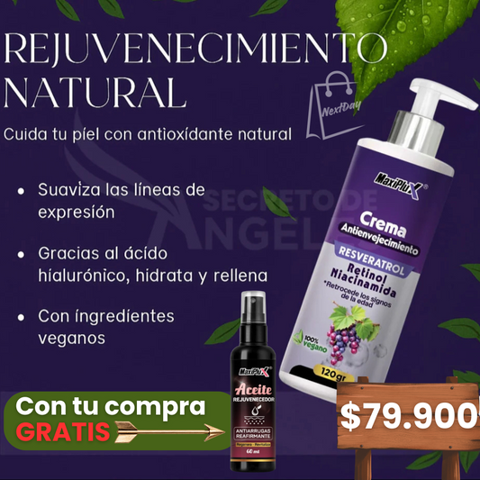 CREMA RESVERATROL + ACEITE REJUVENECEDOR GRATIS🎁