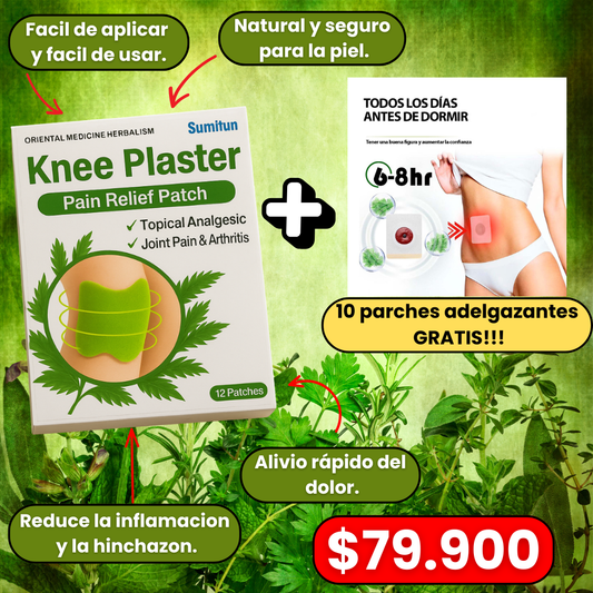 KNEE PLASTER (12 Parches anti dolor) 🌿🫚 + 10 Parches Adelgazantes GRATIS 🎁